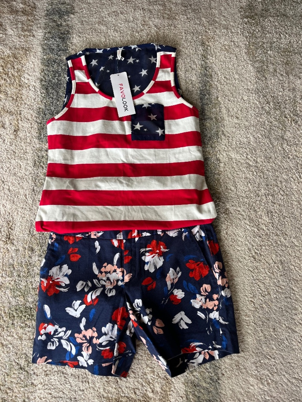 USA flag tank top and Banana Republic shorts size 0 bundle
